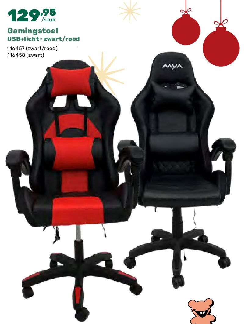 Gamingstoel USB+licht • zwart/rood