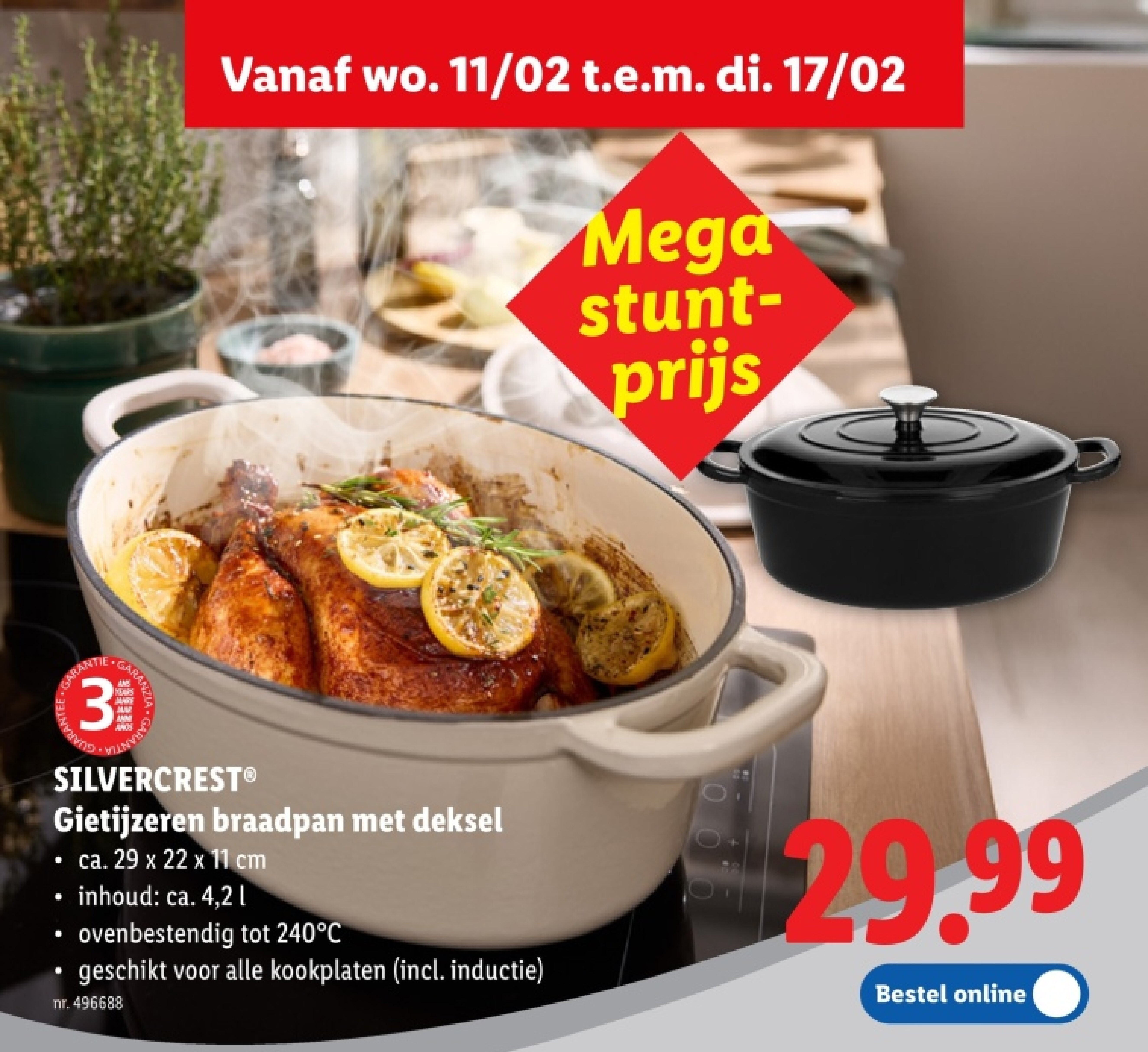 Gietijzeren braadpan met deksel
