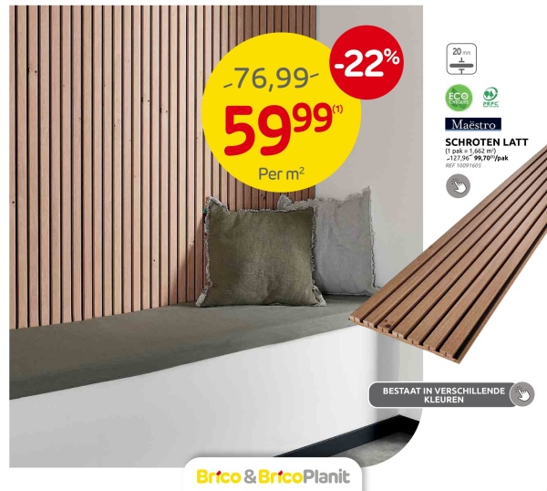 SCHROTEN LATT (1 pak 1,662 m²) -127,96 99,70/pak REF 10091605