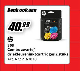 Hp 308 Combo zwarte/ driekleureninktcartridges 2 stuks