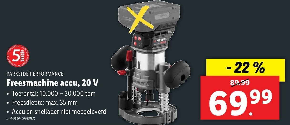 Freesmachine accu, 20 V