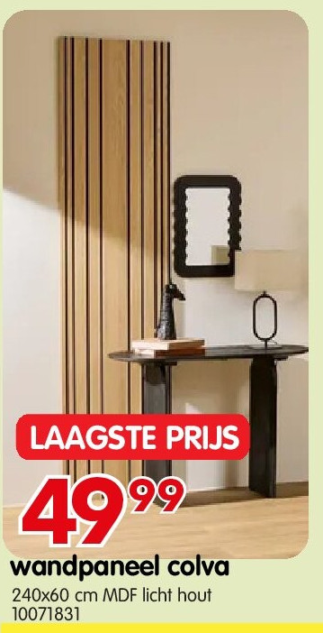 wandpaneel colva 240x60 cm MDF licht hout