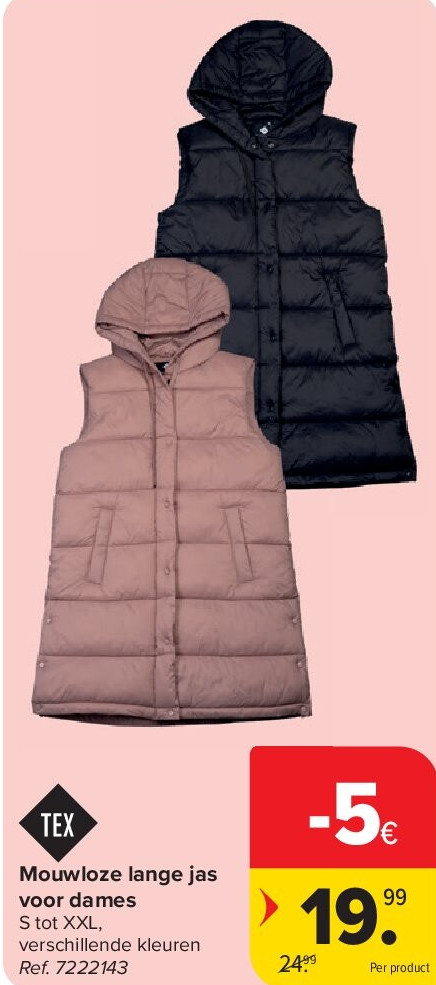 Mouwloze lange jas voor dames