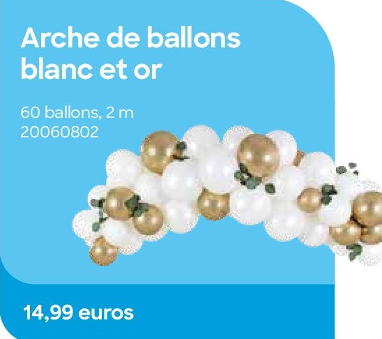 Arche de ballons blanc et or