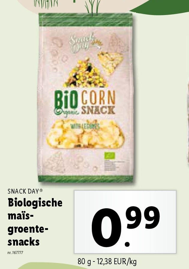 Biologische maïs- groente- snacks