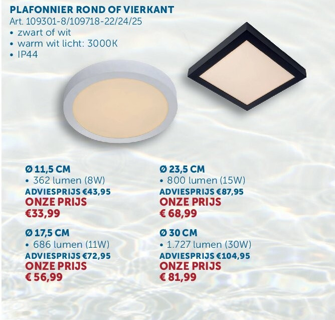 PLAFONNIER ROND OF VIERKANT Ø 11,5 CM