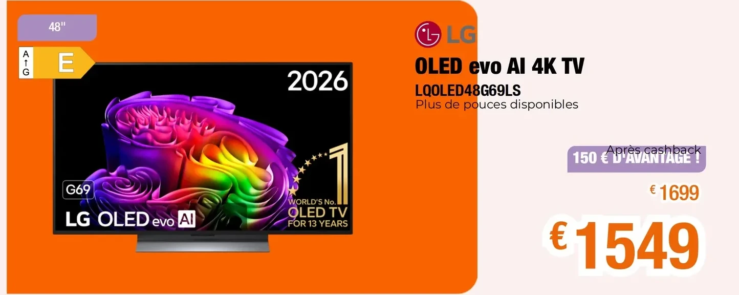 LG OLED evo Al 4K TV LQOLED48G69LS