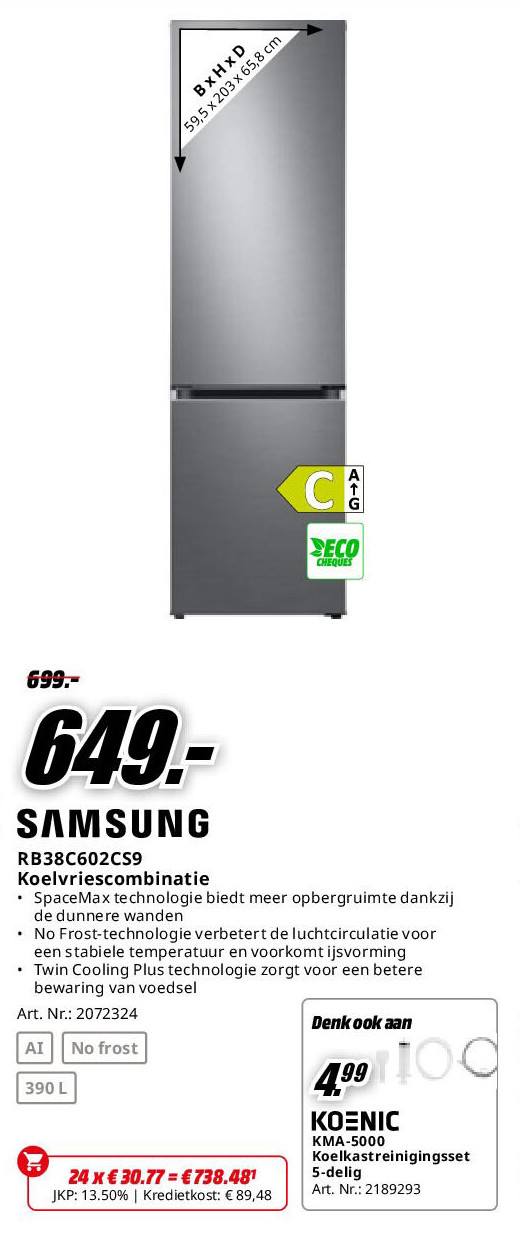 RB38C602CS9 Koelvriescombinatie