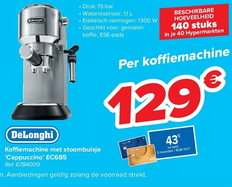 Koffi emachine met stoombuisje ‘Cappuccino’ EC685
