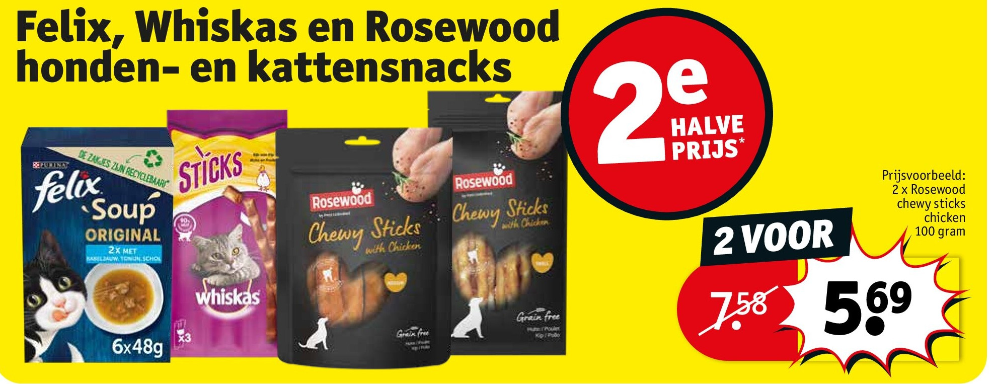 Felix, Whiskas en Rosewood honden- en kattensnacks