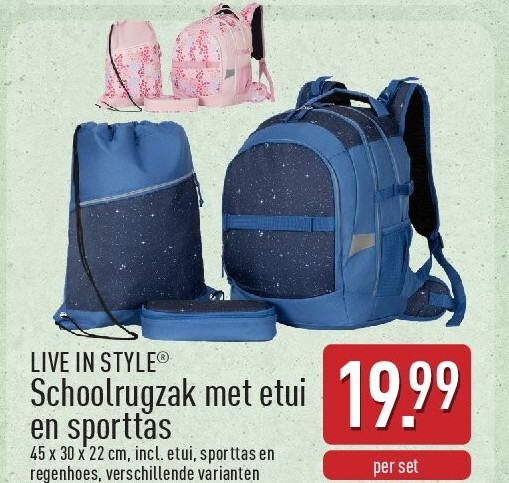 Schoolrugzak met etui en sporttas