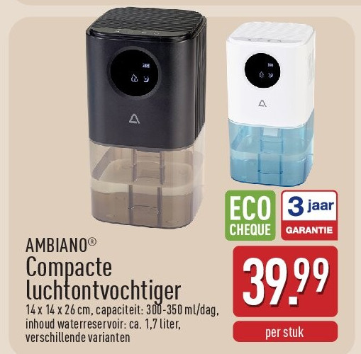 Compacte luchtontvochtiger