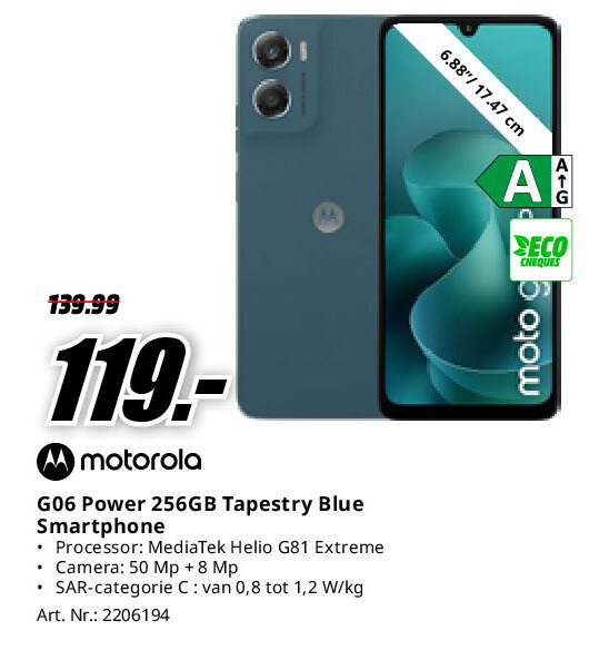 Motorola G06 Power 256GB Tapestry Blue Smartphone