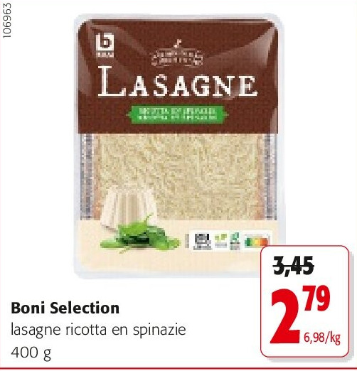 Boni Selection lasagne ricotta en spinazie 400 g