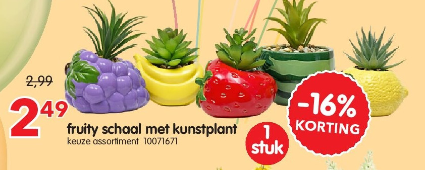 fruity schaal met kunstplant