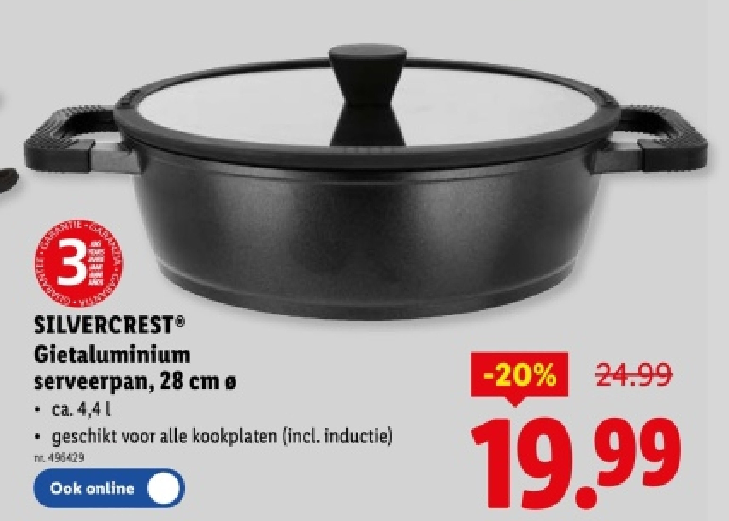 Gietaluminium serveerpan, 28 cm o