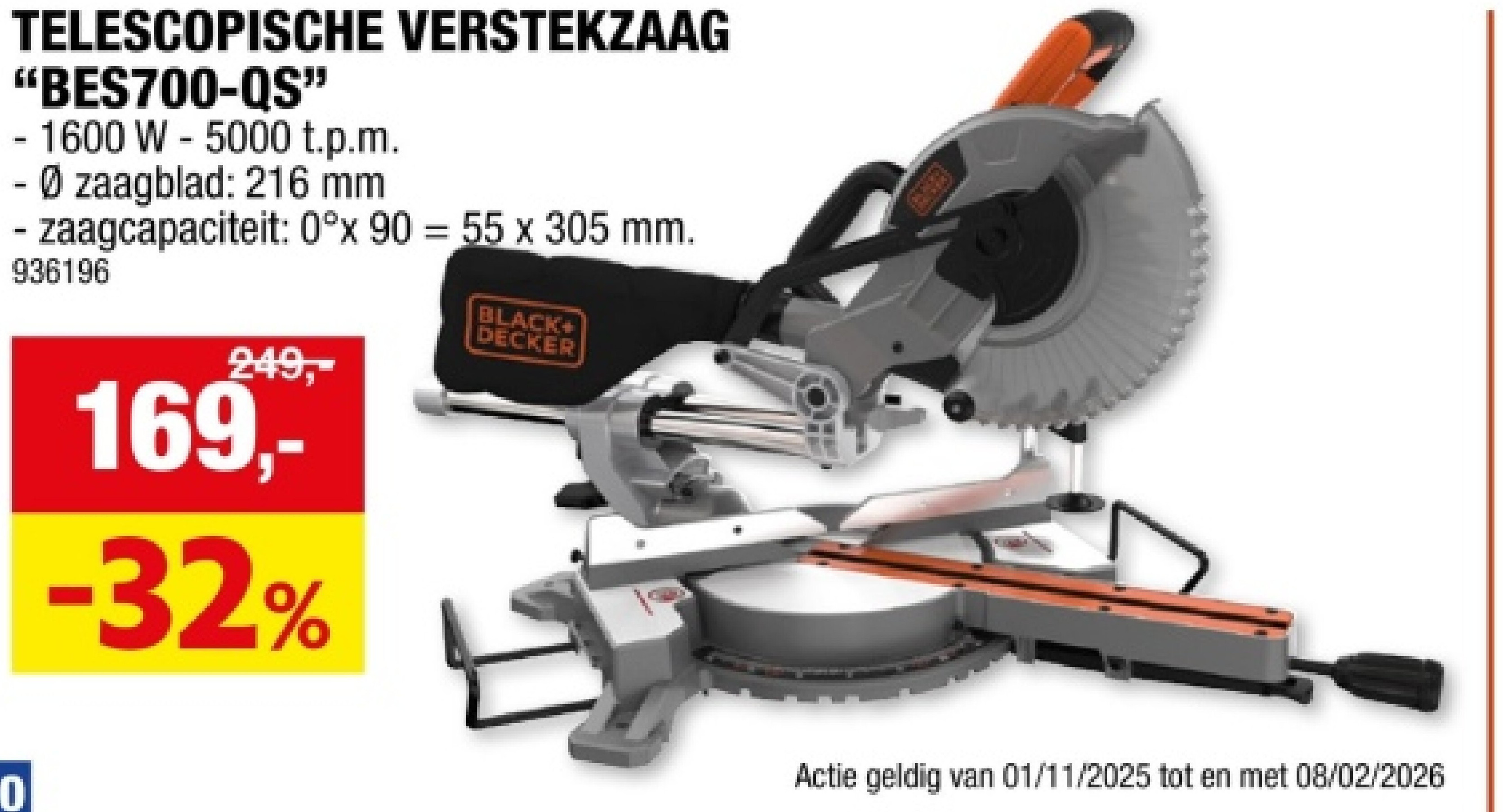 TELESCOPISCHE VERSTEKZAAG "BES700-QS"