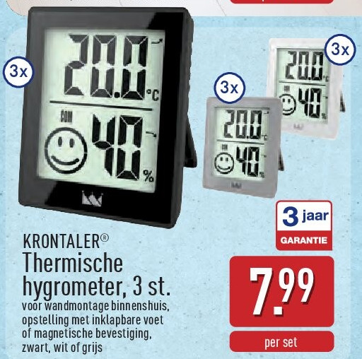 Thermische hygrometer, 3st.