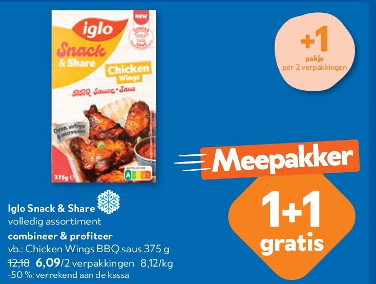 Iglo Snack & Share Chicken Wings BBQ saus 375 g