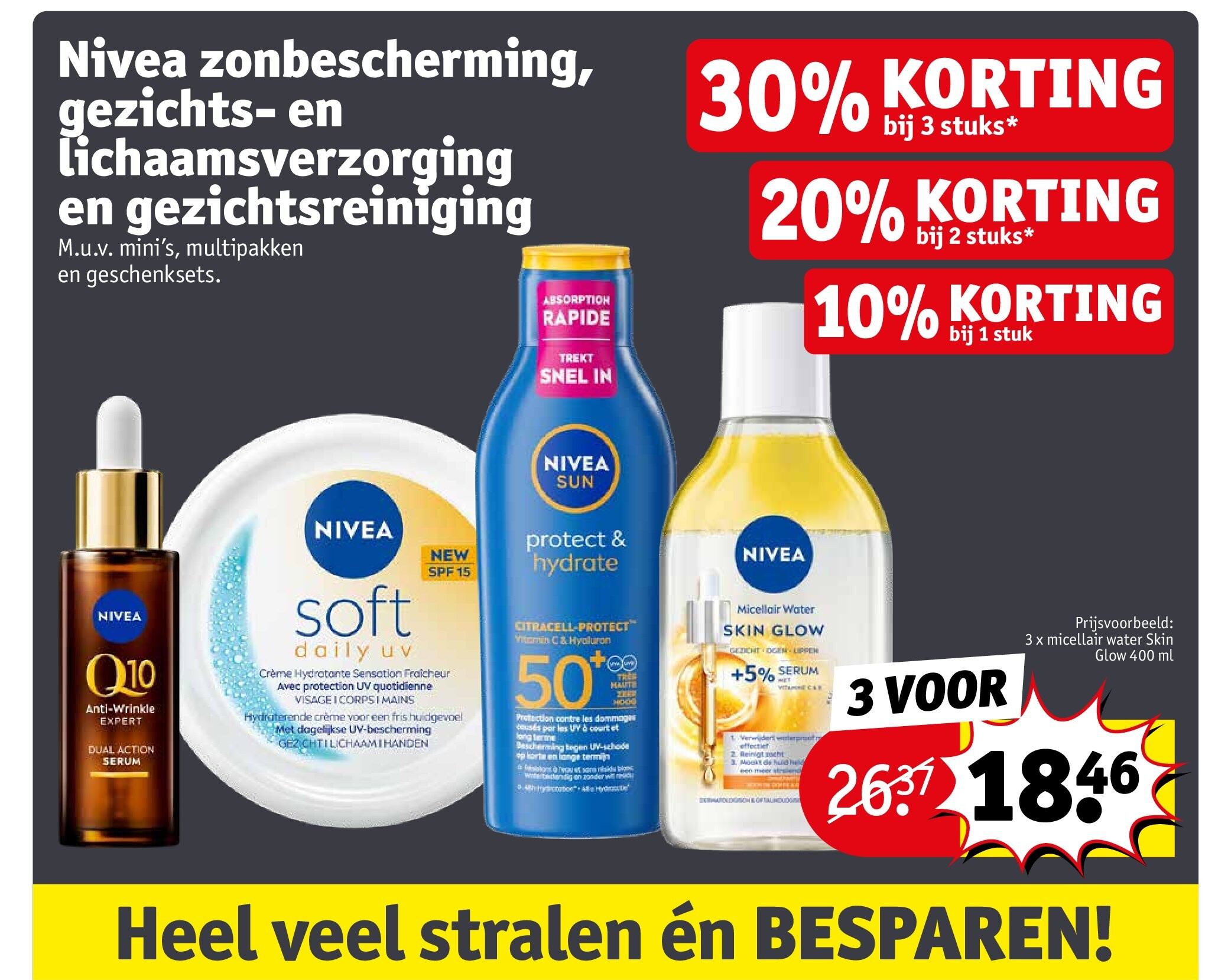 Nivea zonbescherming, gezichts- en lichaamsverzorging en gezichtsreiniging