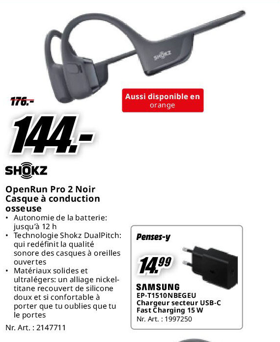 OpenRun Pro 2 Noir Casque à conduction osseuse