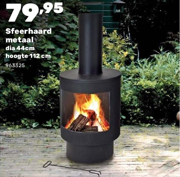 Sfeerhaard metaal dia 44cm hoogte 112 cm
