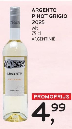 ARGENTO PINOT GRIGIO 2025 wit 75 cl ARGENTINIË