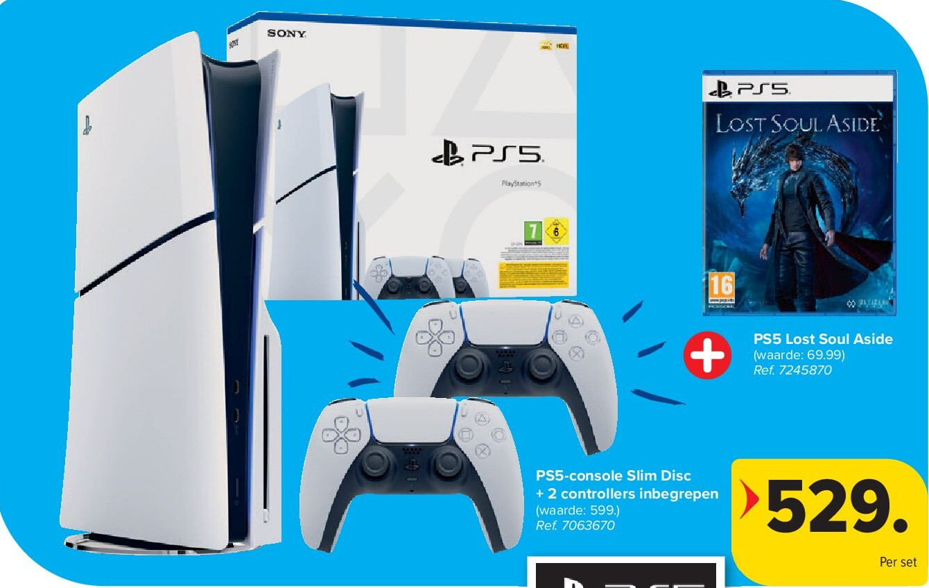 PS5-console Slim Disc + 2 controllers inbegrepen + PS5 Lost Soul Aside