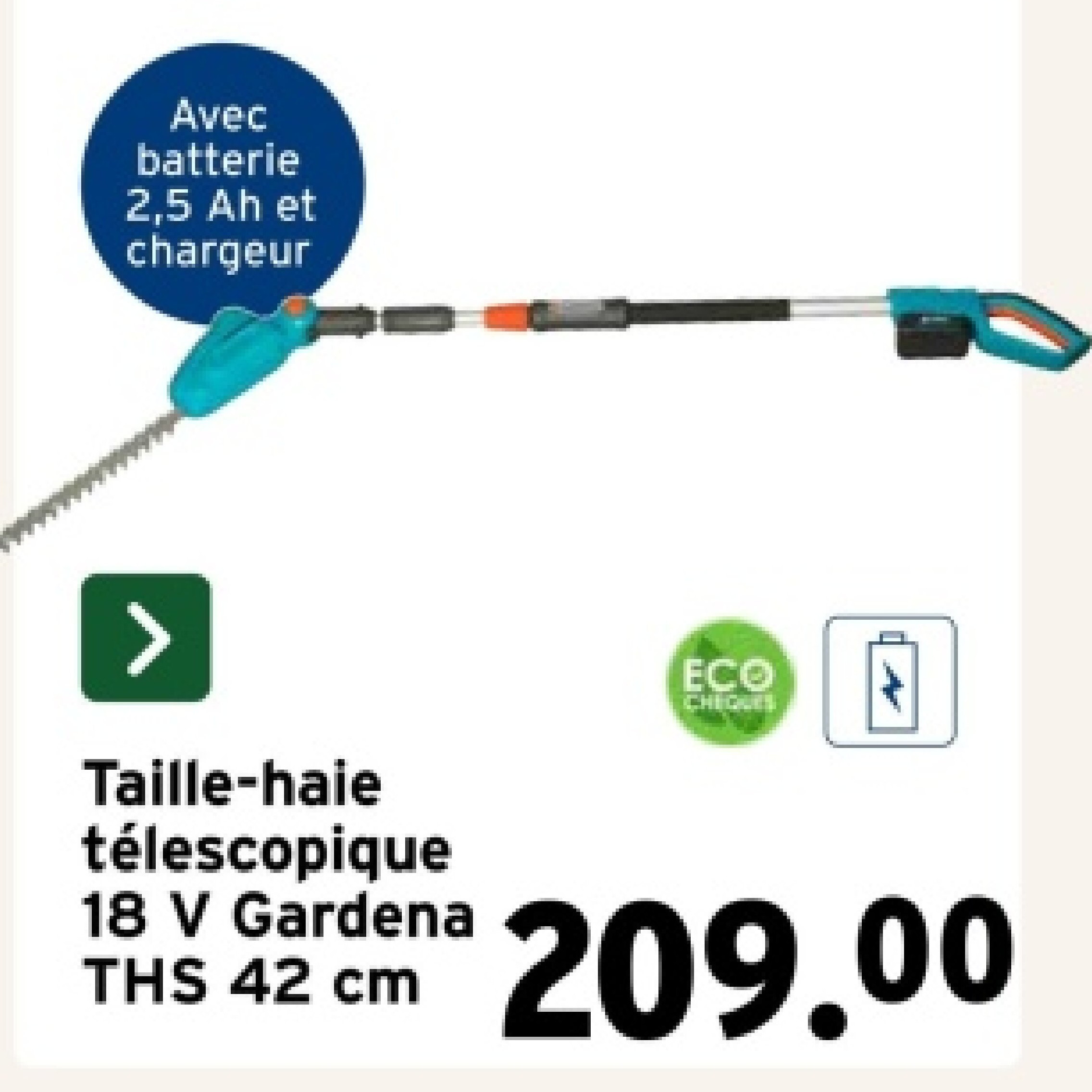 Taille-haie télescopique 18 V Gardena THS 42 cm
