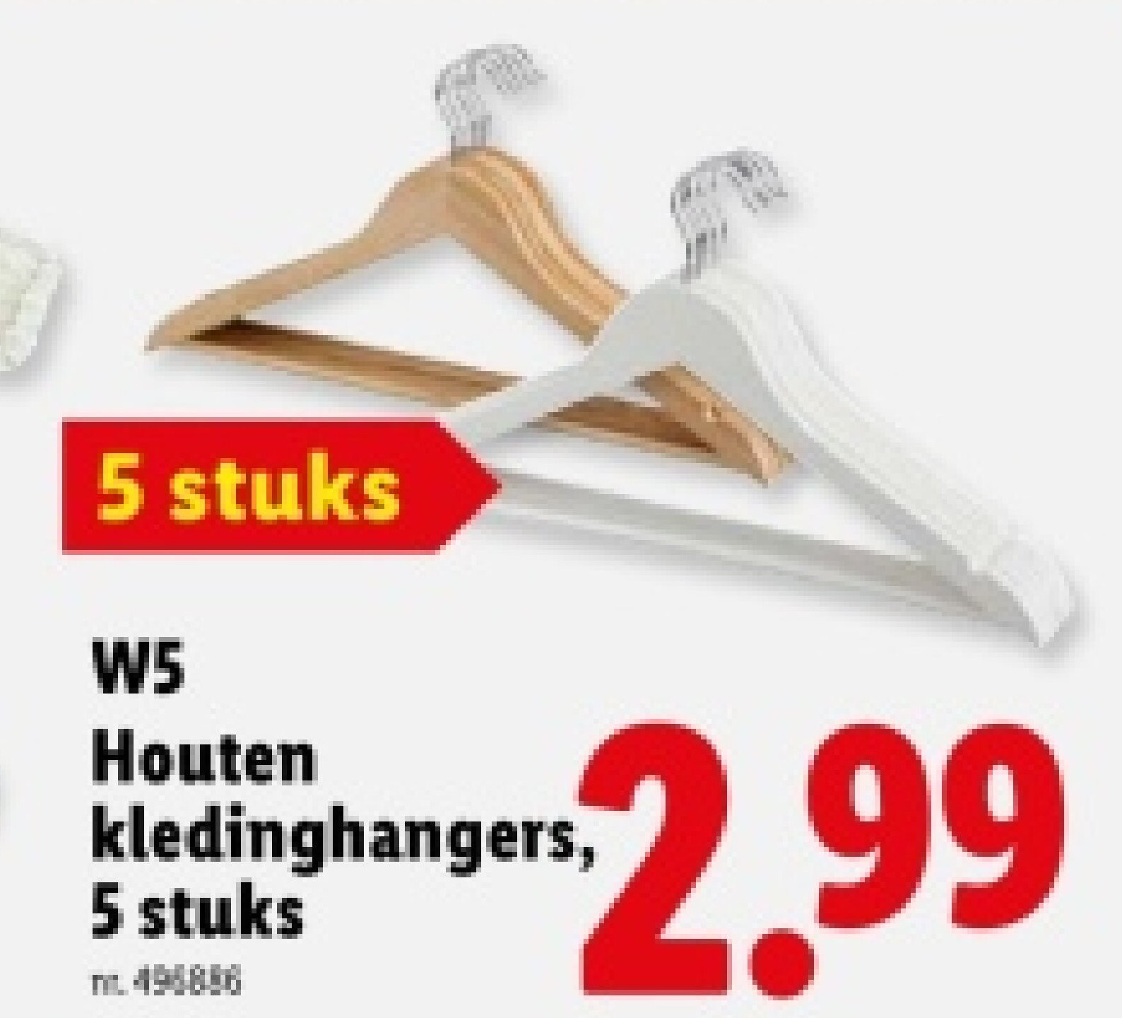 Houten kledinghangers, 5 stuks