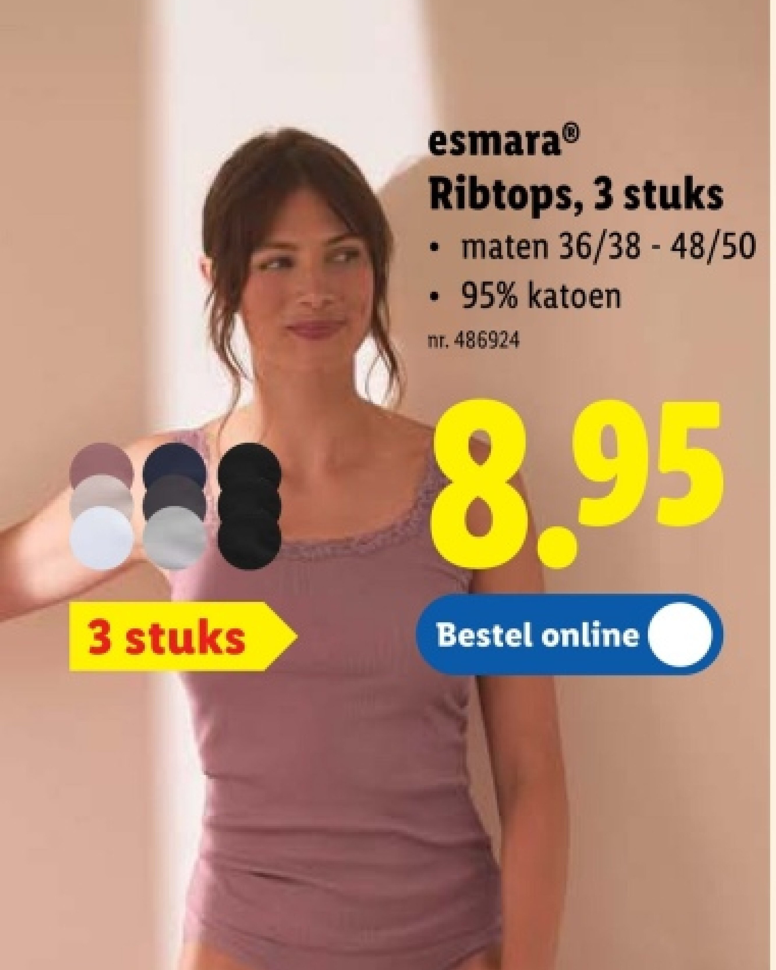 Ribtops, 3 stuks