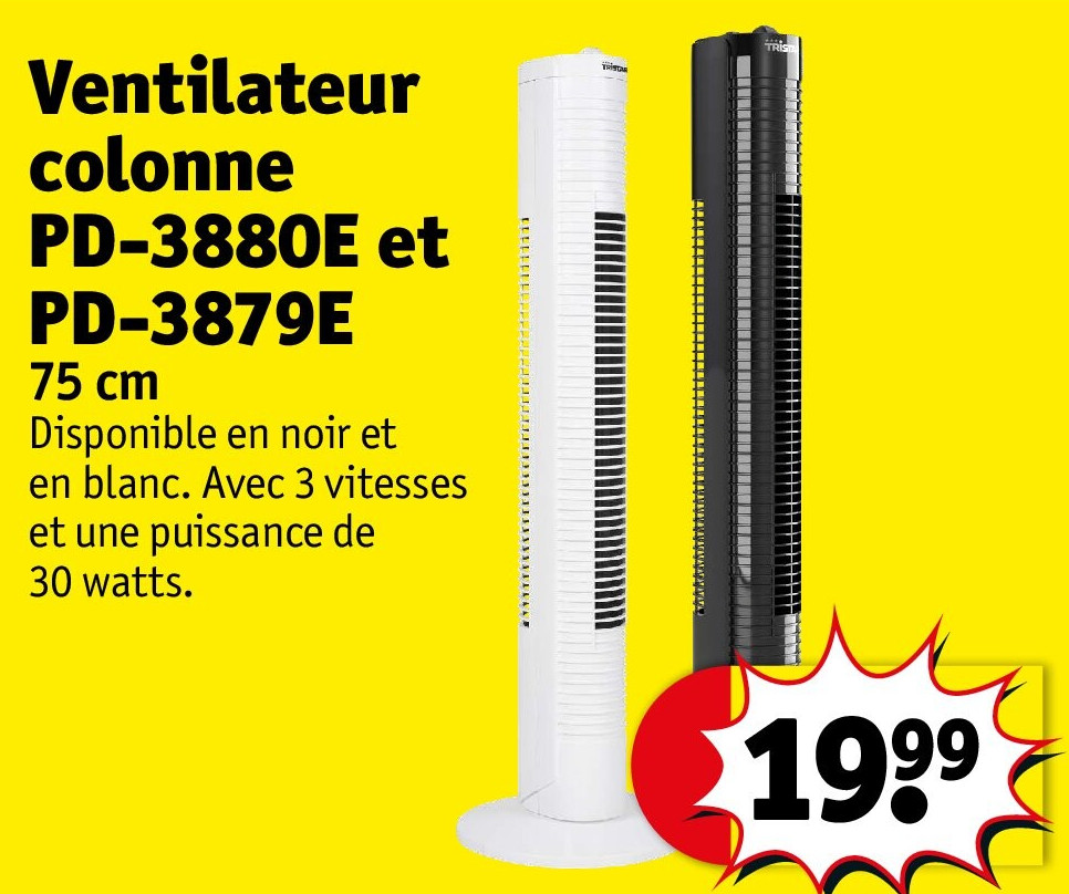 Ventilateur colonne PD-3880E et PD-3879E 75 cm