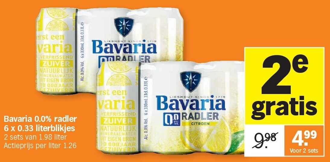 Bavaria 0.0% radler 6 x 0.33 literblikjes