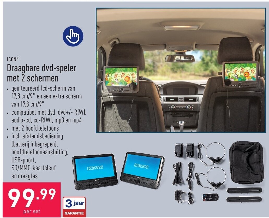 Draagbare dvd-speler met 2 schermen