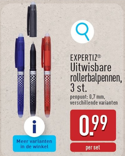 Uitwisbare rollerbalpennen, 3st.