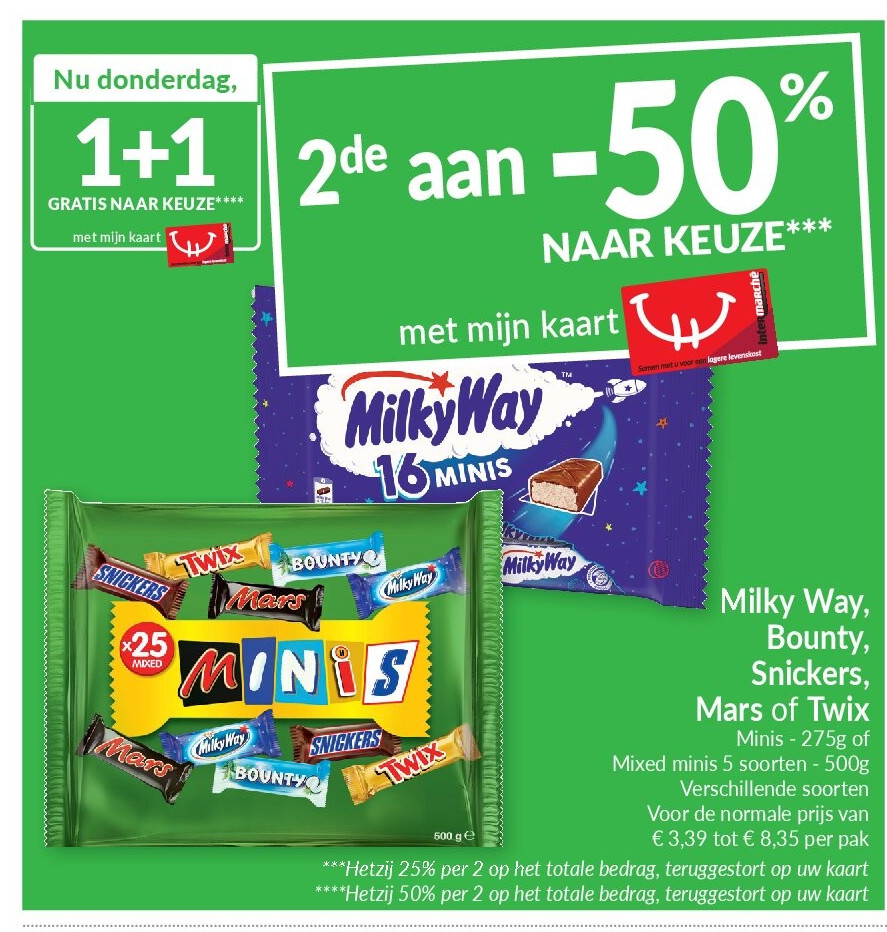 Milky Way, Bounty, Snickers, Mars of Twix