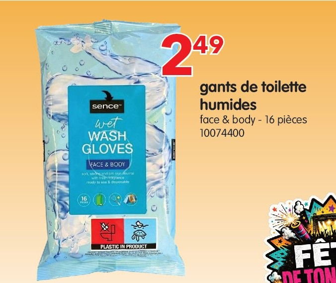 gants de toilette humides
