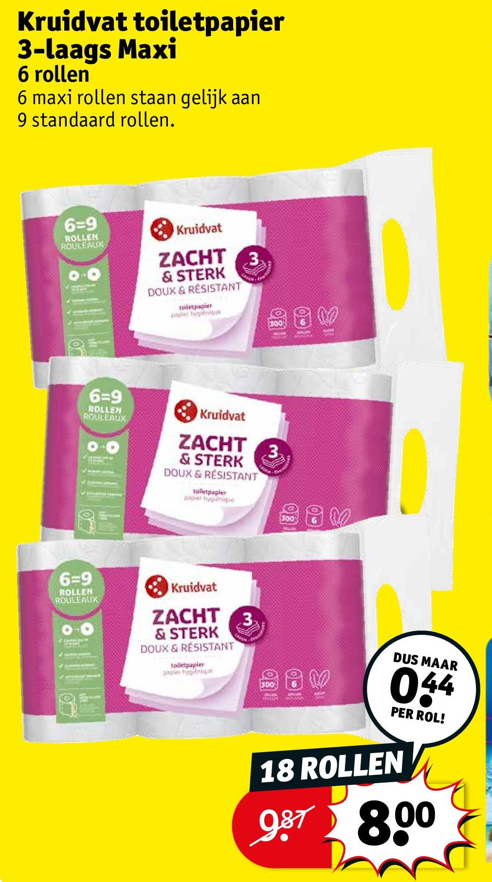 Kruidvat toiletpapier 3-laags Maxi 6 rollen