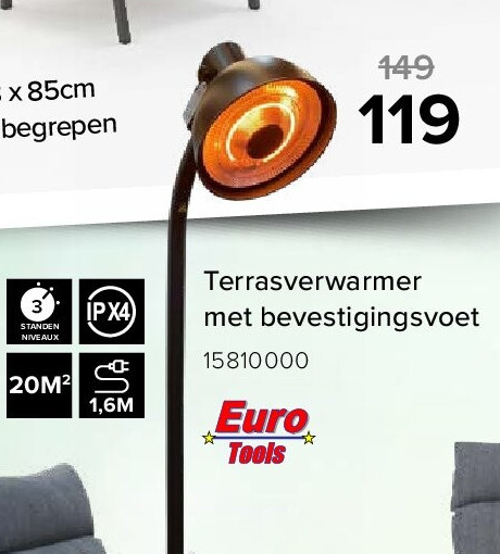 Terrasverwarmer met bevestigingsvoet