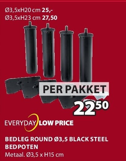 BEDLEG ROUND Ø3,5 BLACK STEEL BEDPOTEN
