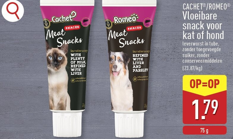 Vloeibare snack voor kat of hond