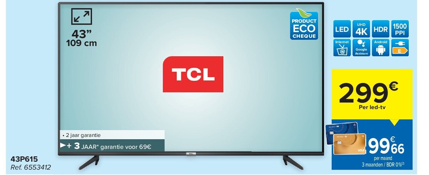 Tcl 43” UHD 4K Led Tv