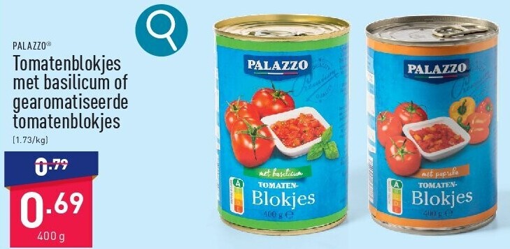 Tomatenblokjes met basilicum of gearomatiseerde tomatenblokjes