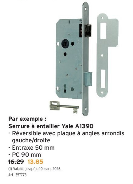 Serrure à entailler Yale A1390