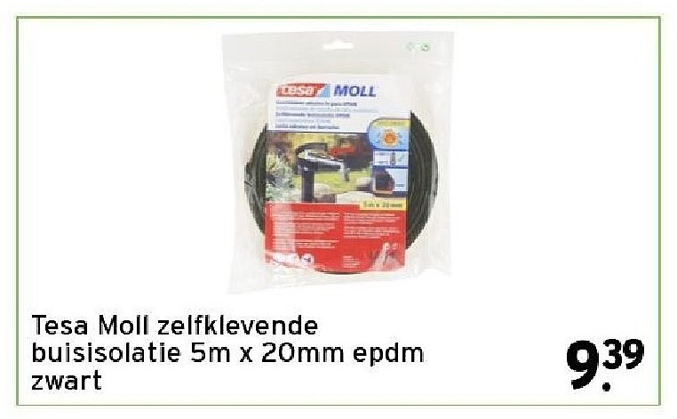 Tesa Moll zelfklevende buisisolatie 5m x 20mm epdm Zwart