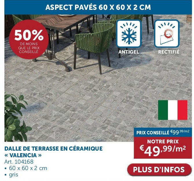 DALLE DE TERRASSE EN CÉRAMIQUE « VALENCIA »