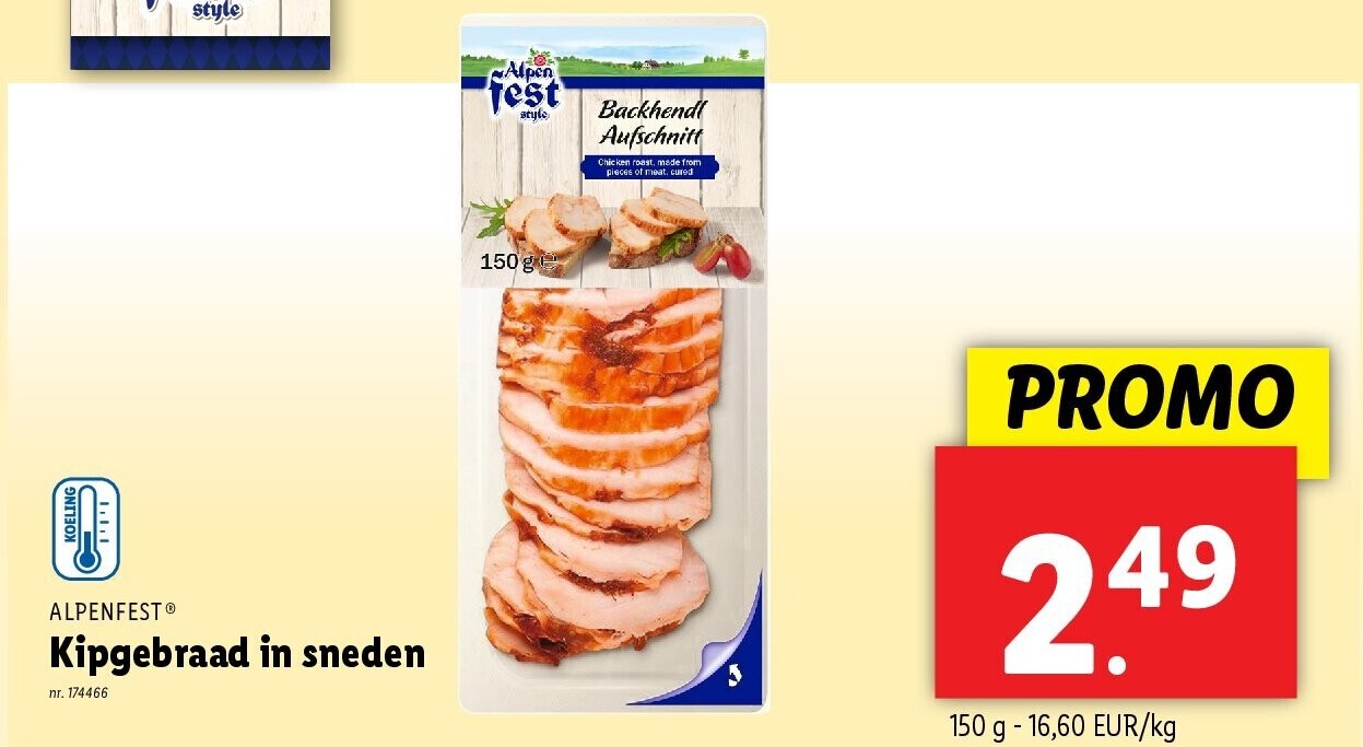 Kipgebraad in sneden