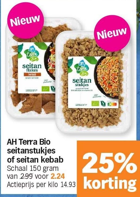 AH Terra Bio seitanstukjes of seitan kebab
