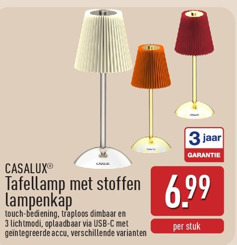 Tafellamp met stoffen lampenkap