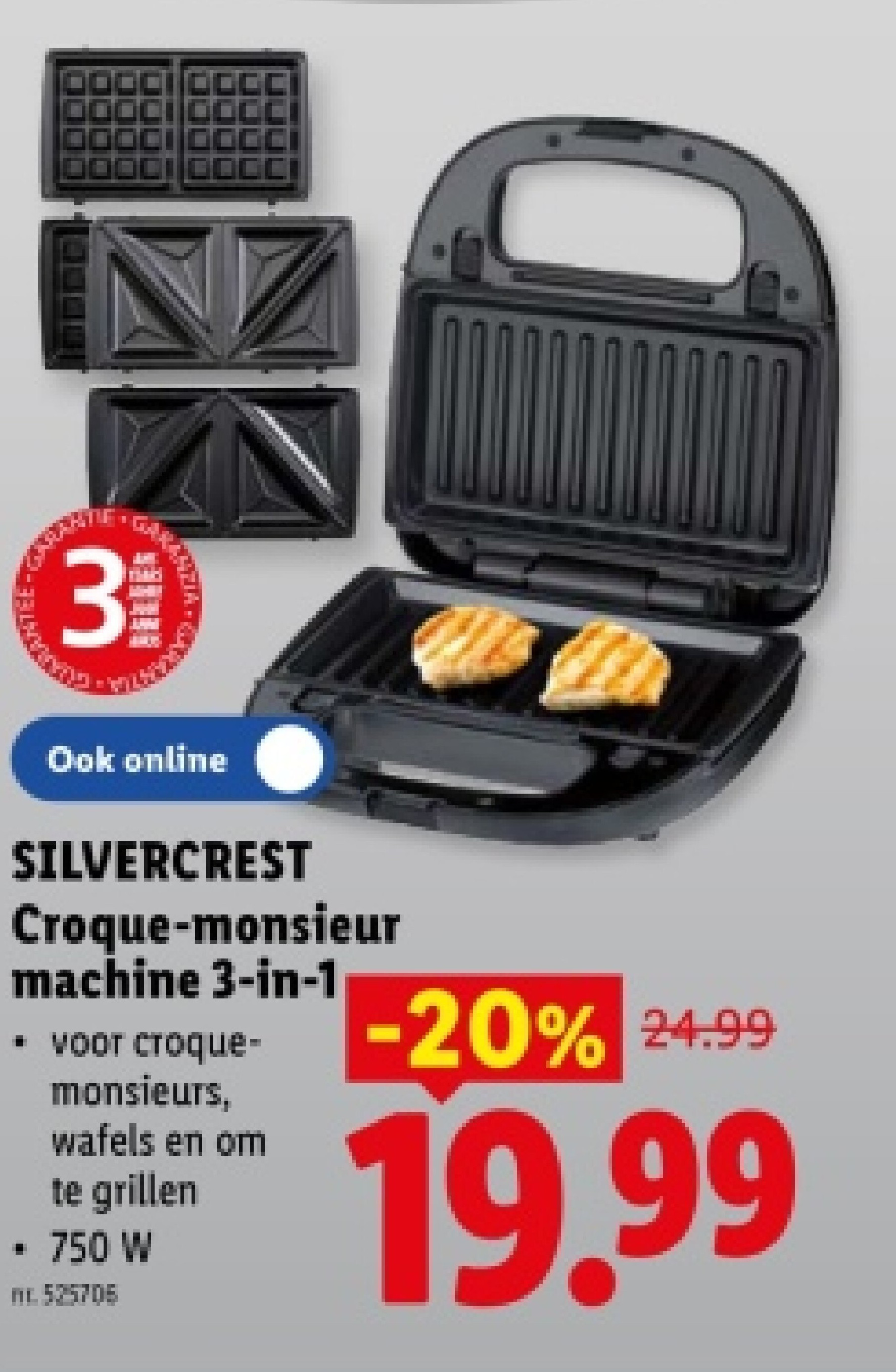 Croque-monsieur machine 3-in-1